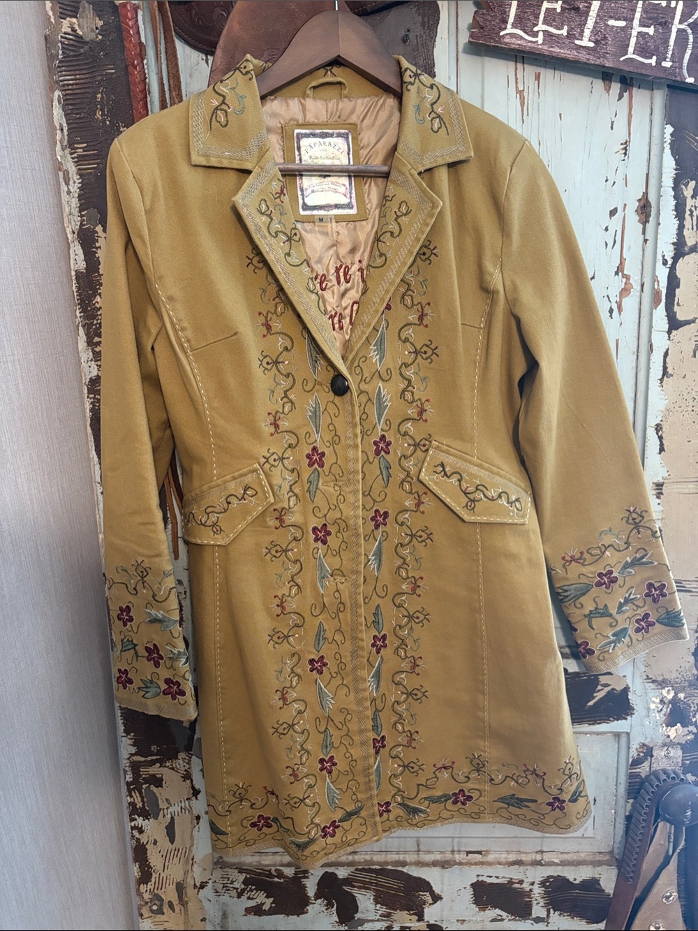 Paparazzi Olive Mustard Embroidered Trench Coat